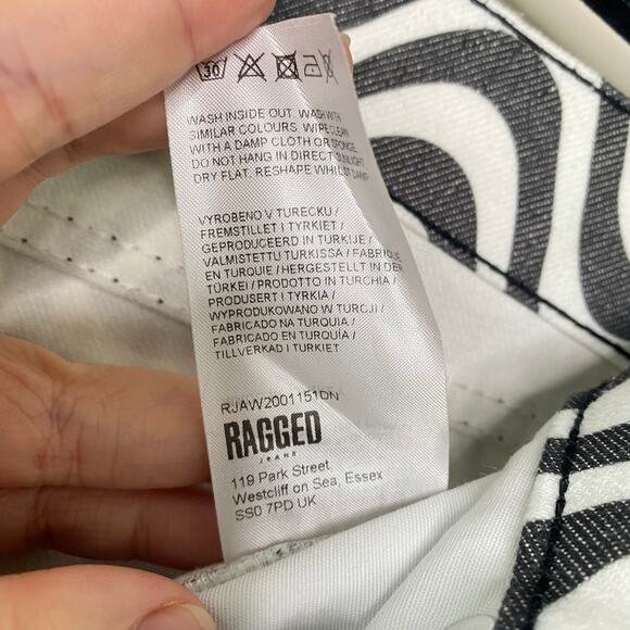 The Ragged Priest White Charcoal Wave Print 100% Cotton Dad Jeans 30 - Picture 7 of 13